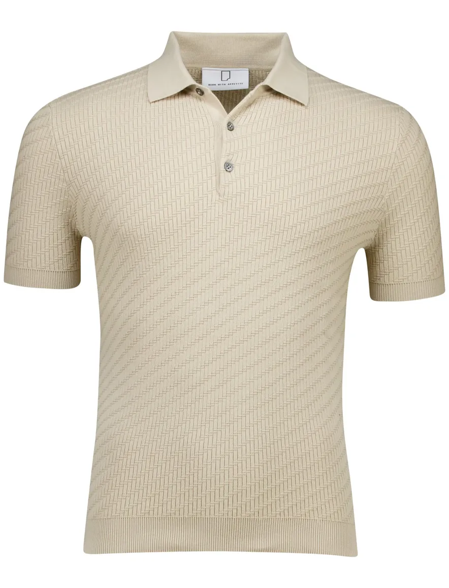 Born with Appetite polo beige effen normale fit katoen
