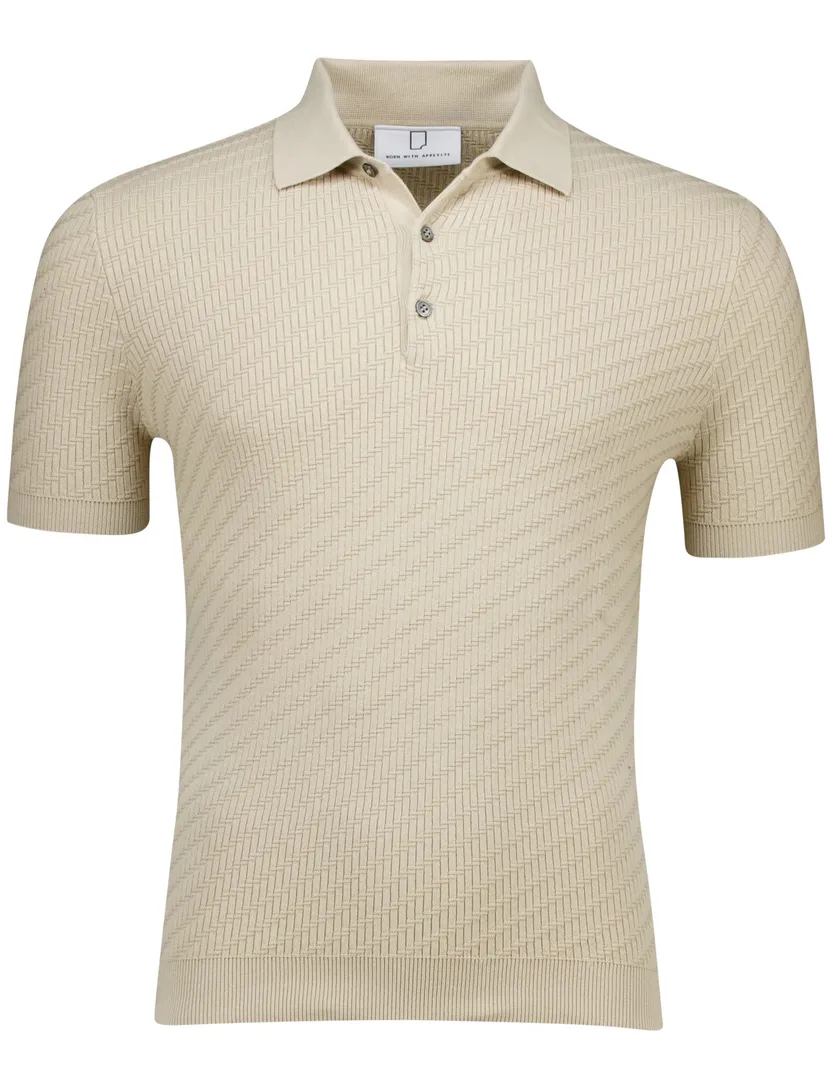 Born with Appetite SImon knitted polo beige normale fit