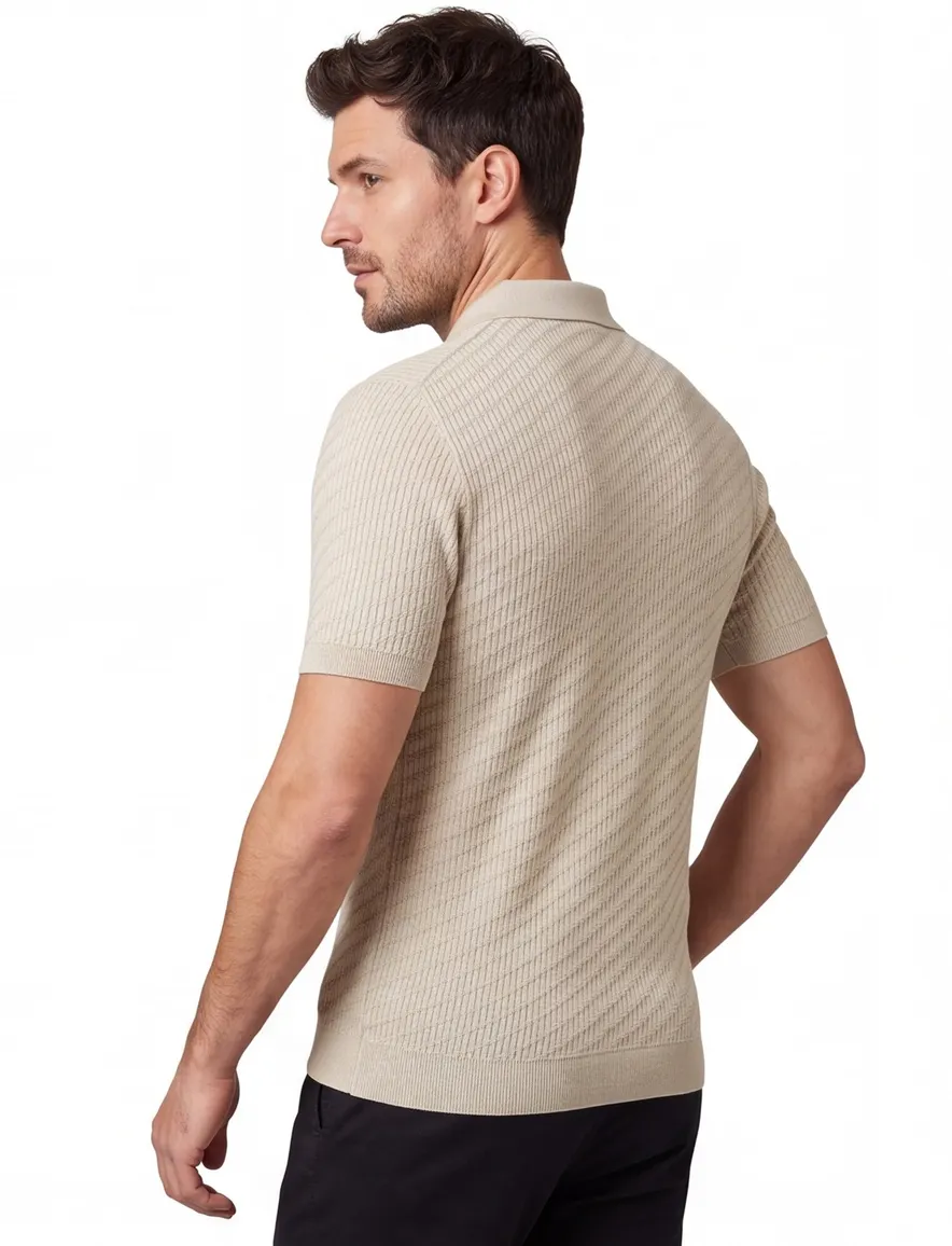 Born with Appetite polo beige effen normale fit katoen