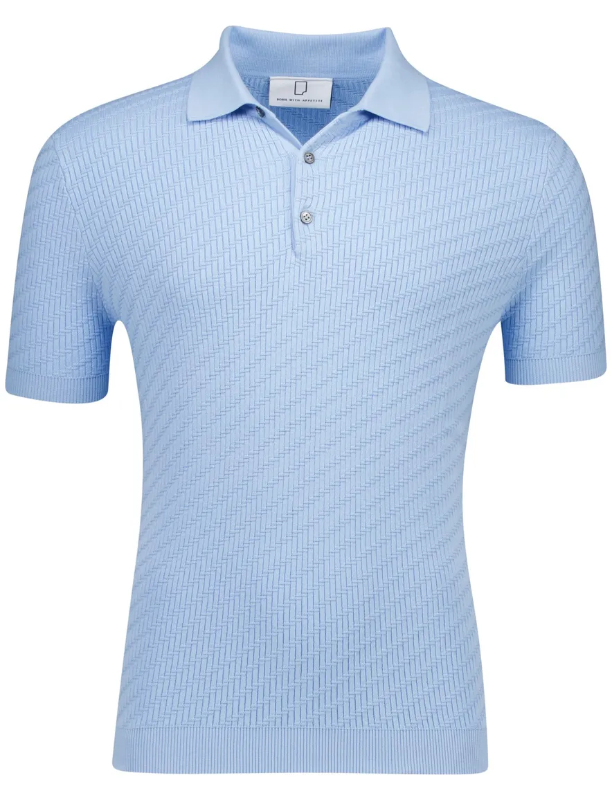 Born with appetite polo lichtblauw simon knitted effen