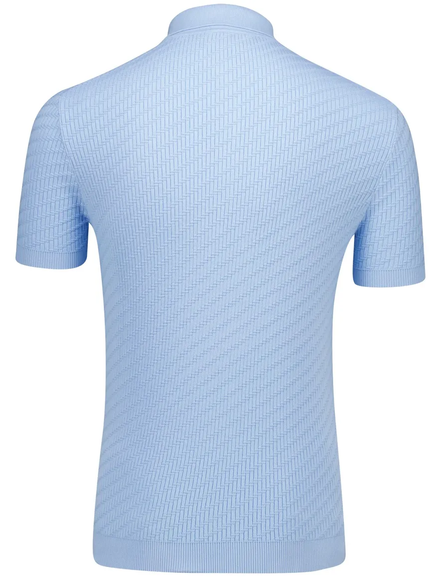 Born with appetite polo lichtblauw simon knitted effen