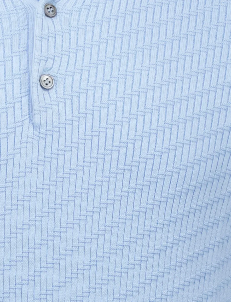 Born with appetite polo lichtblauw simon knitted effen