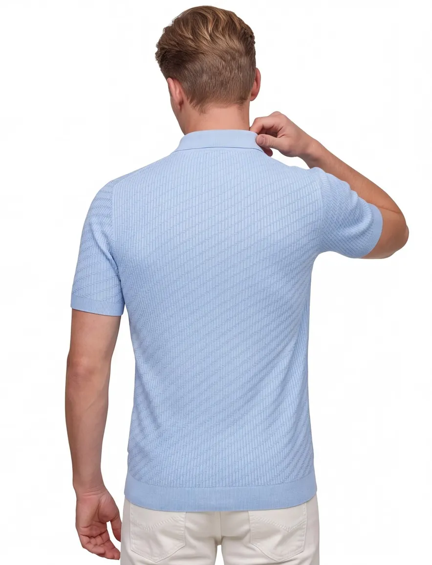 Born with appetite polo lichtblauw simon knitted effen