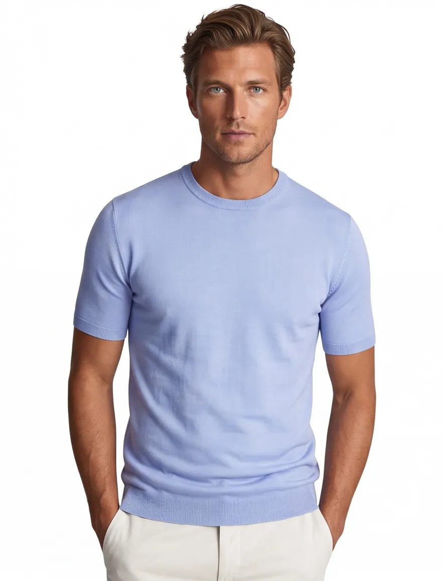 Born with Appetite Wake knitted T-shirt lichtblauw normale fit