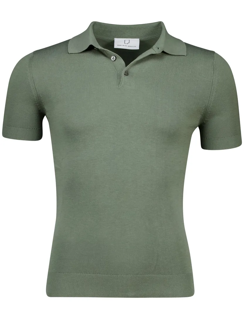 Born with appetite knitted polo groen katoen