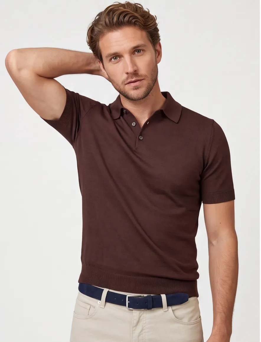Born With Appetite wolf knitted polo bruin katoen