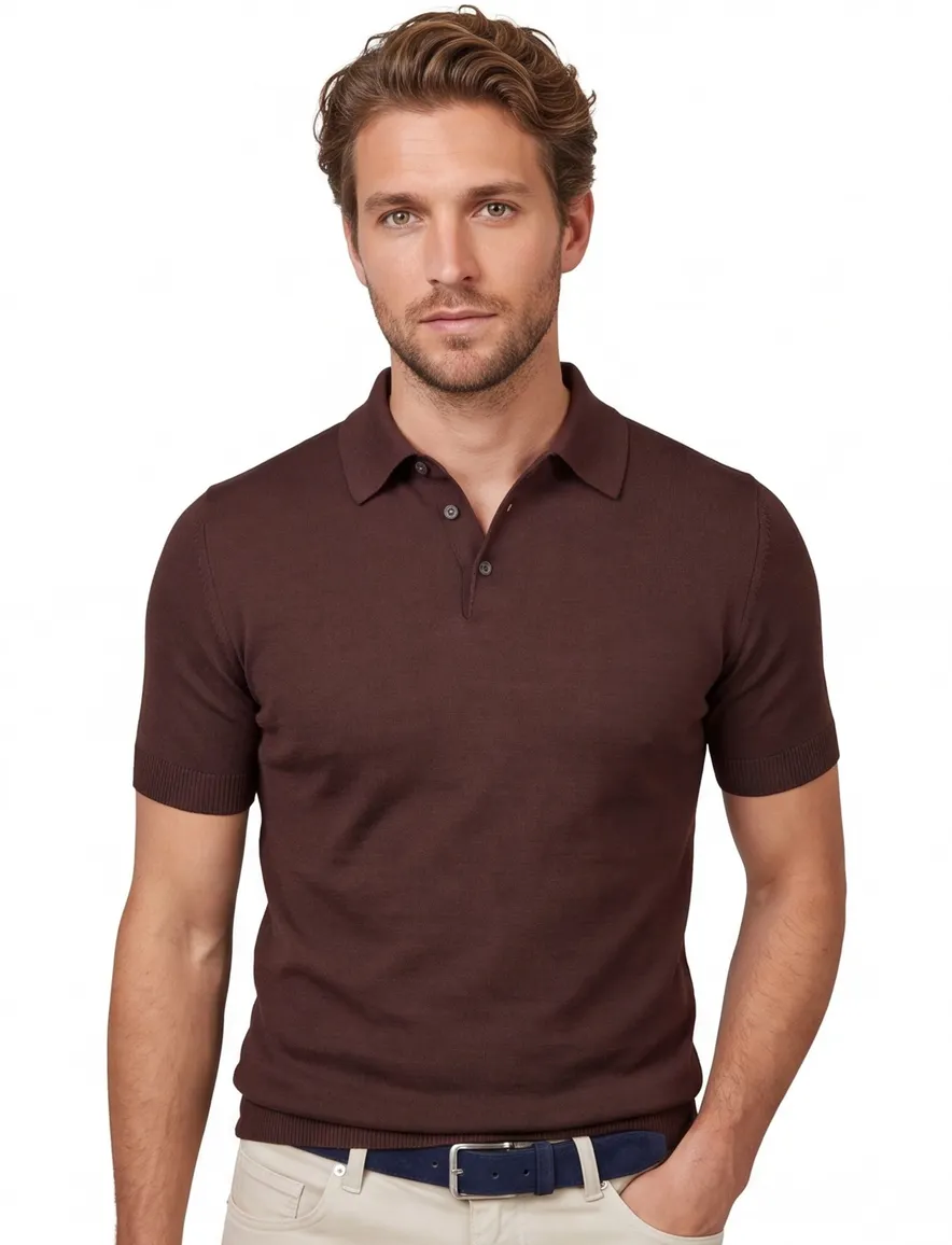 Born With Appetite wolf knitted polo bruin katoen
