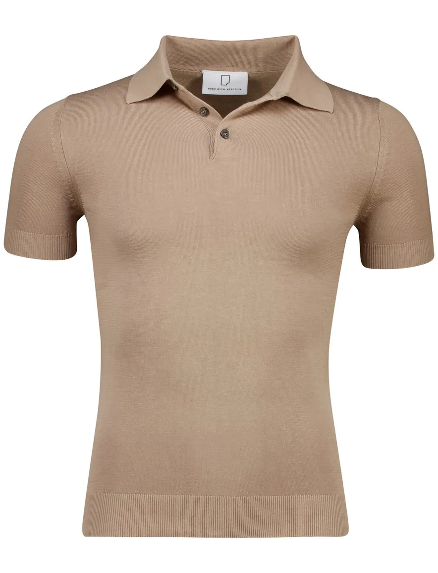Born with appetite polo knitted bruin effen