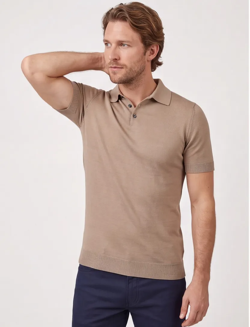 Born with appetite polo wolf knitted bruin katoen