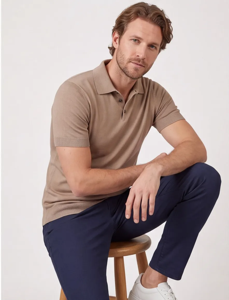 Born with appetite polo knitted bruin effen