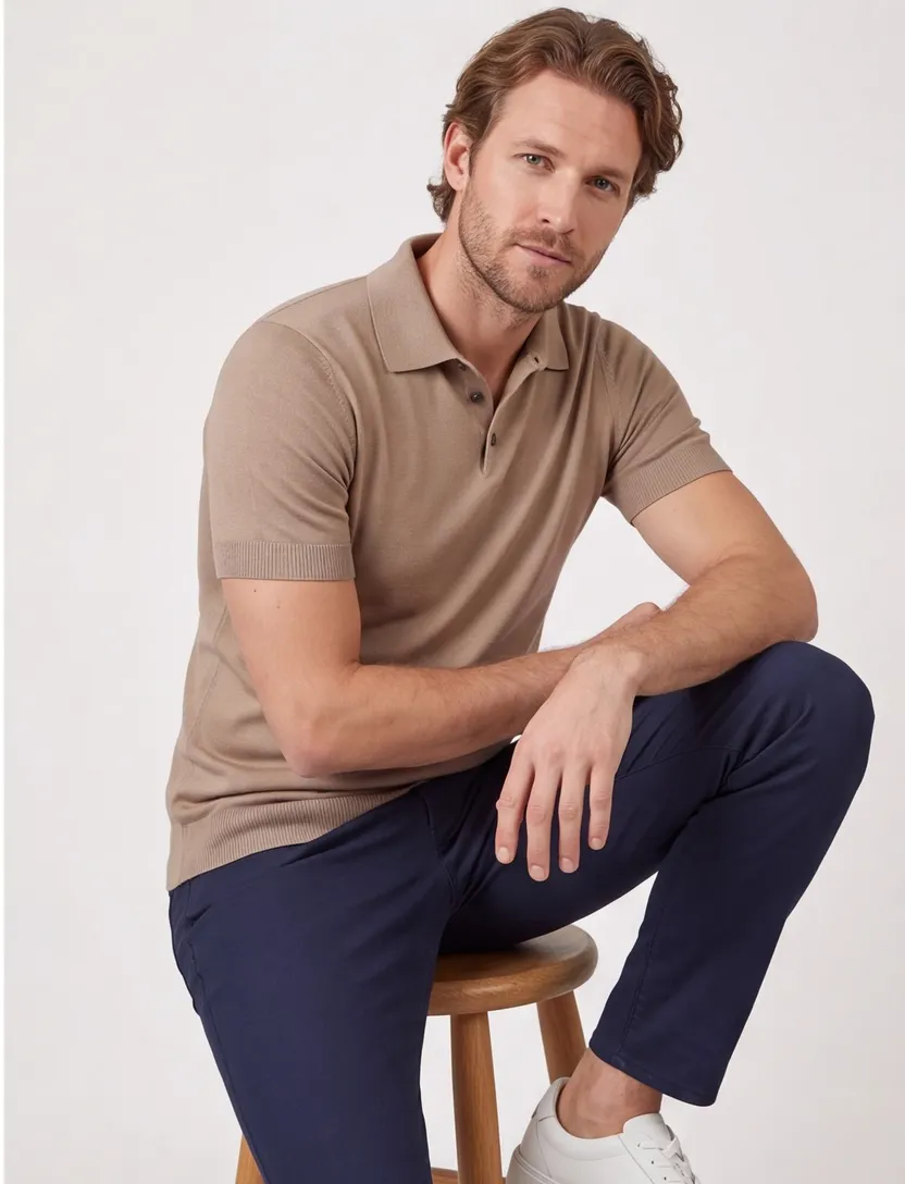 Born with appetite polo wolf knitted bruin katoen