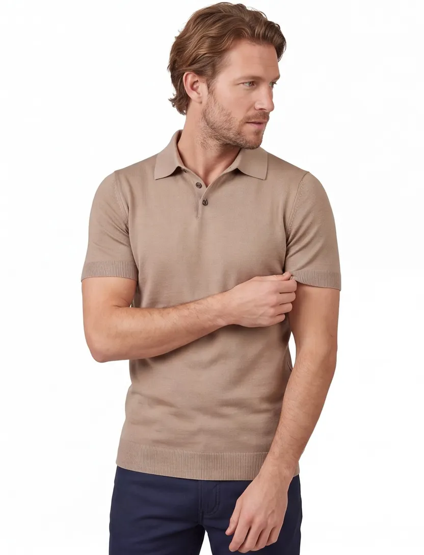 Born with appetite polo wolf knitted bruin katoen