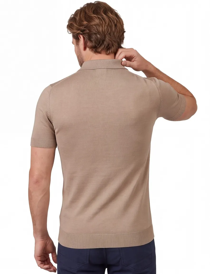 Born with appetite polo knitted bruin effen