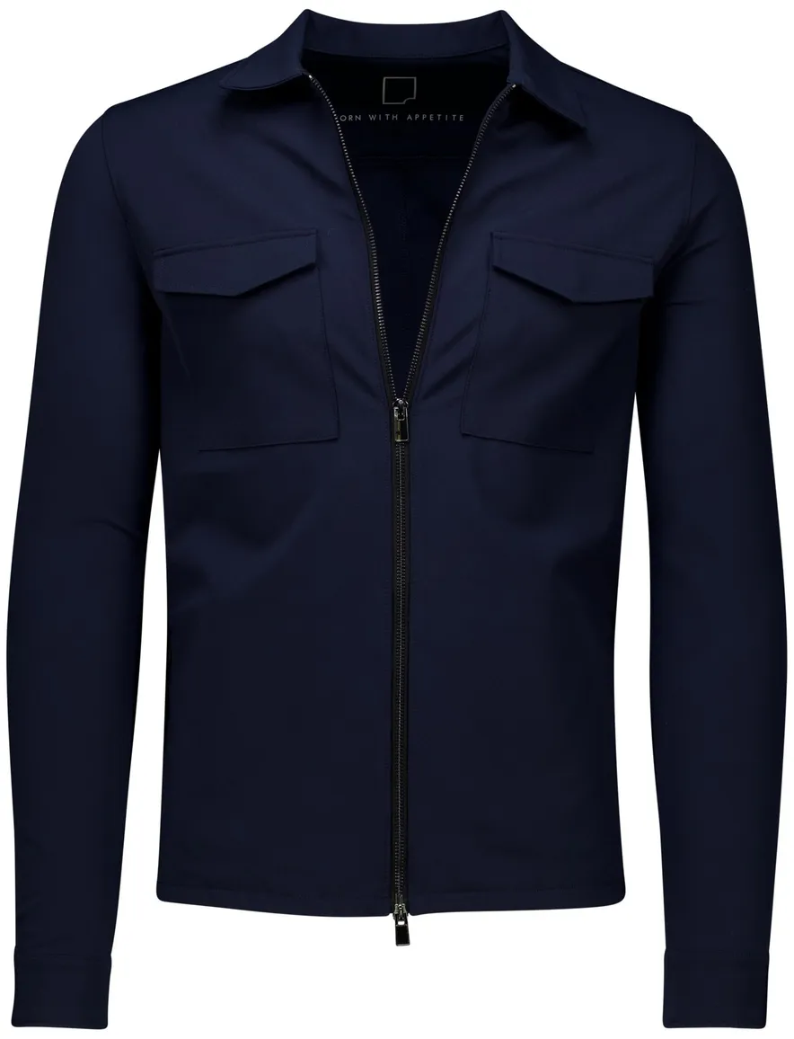 Born With Appetite overshirt met rits donkerblauw
