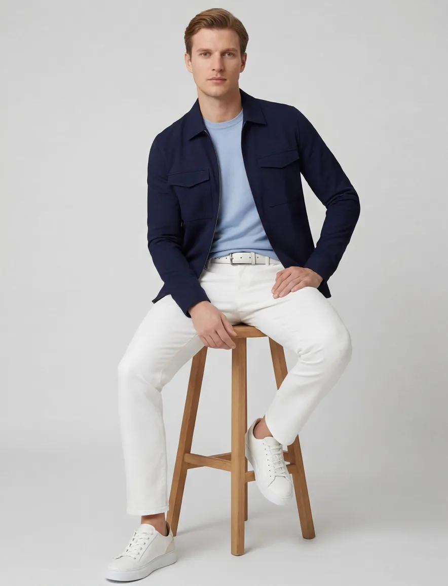 Born With Appetite overshirt met rits donkerblauw