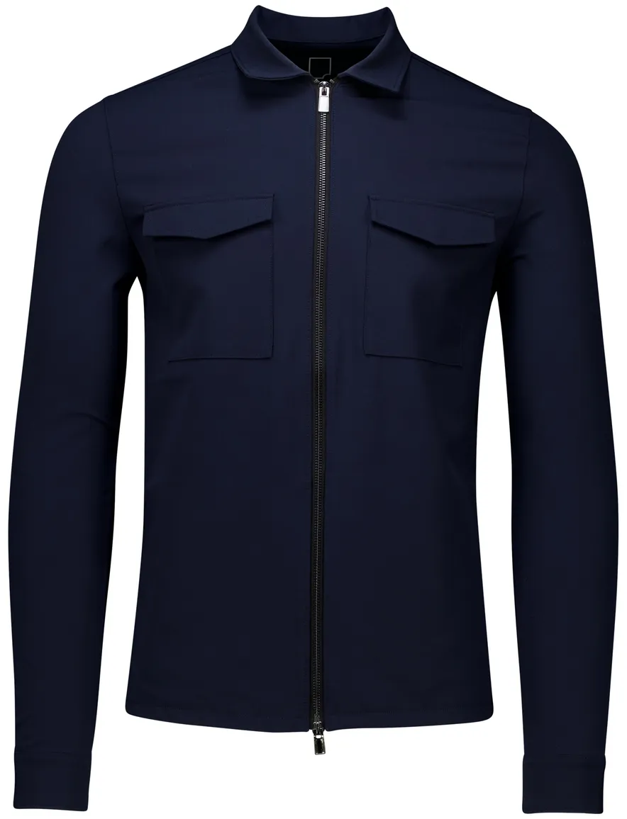 Born With Appetite overshirt met rits donkerblauw