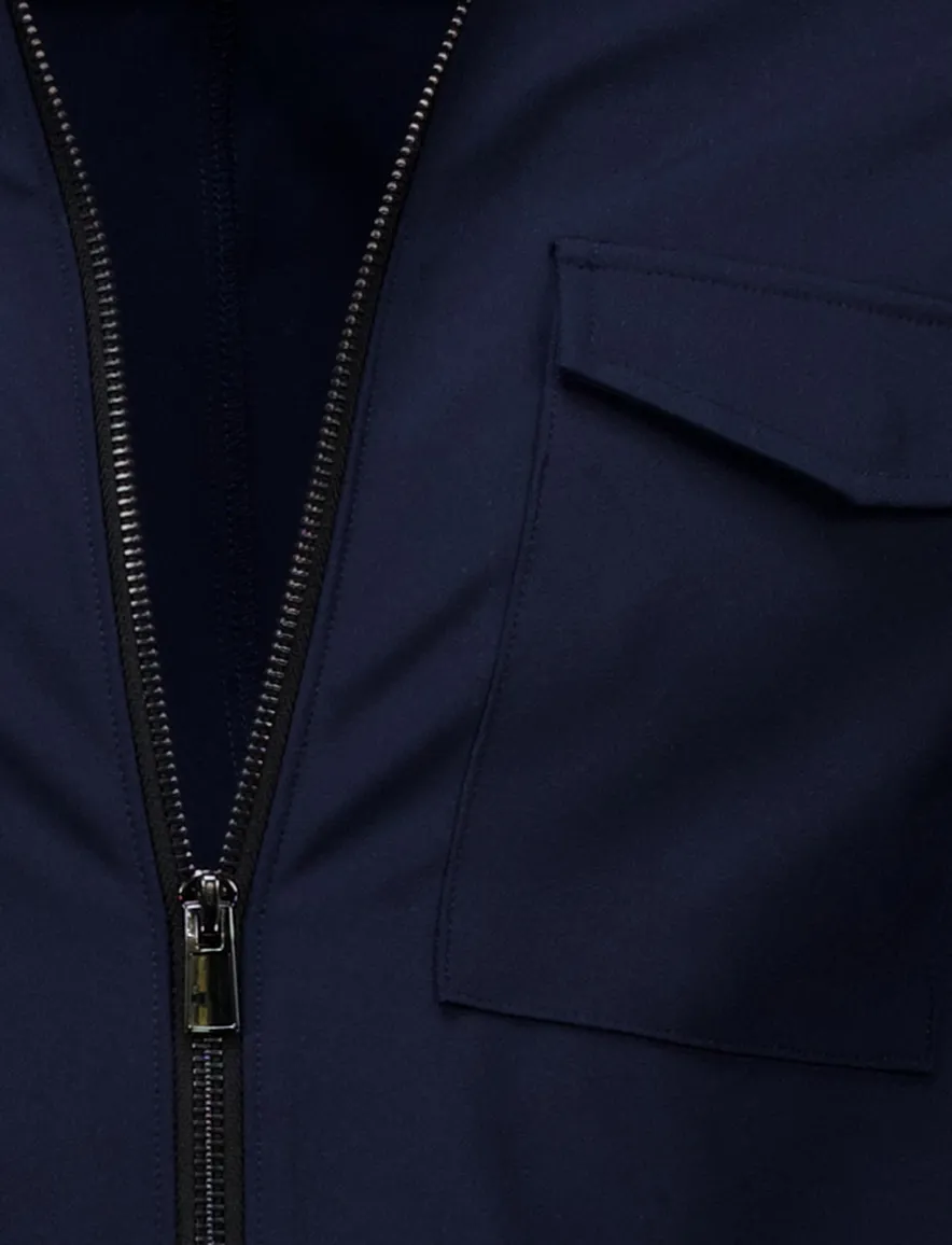 Born With Appetite overshirt met rits donkerblauw