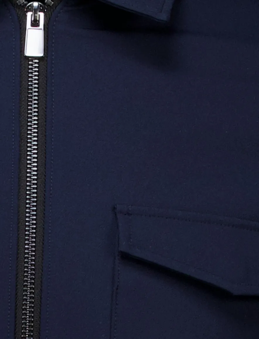 Born With Appetite overshirt met rits donkerblauw