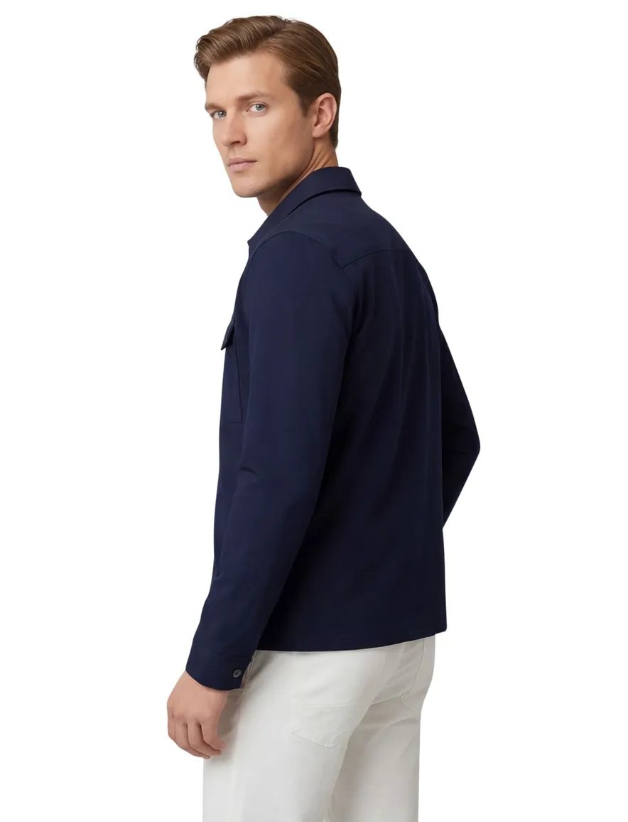 Born With Appetite overshirt met rits donkerblauw
