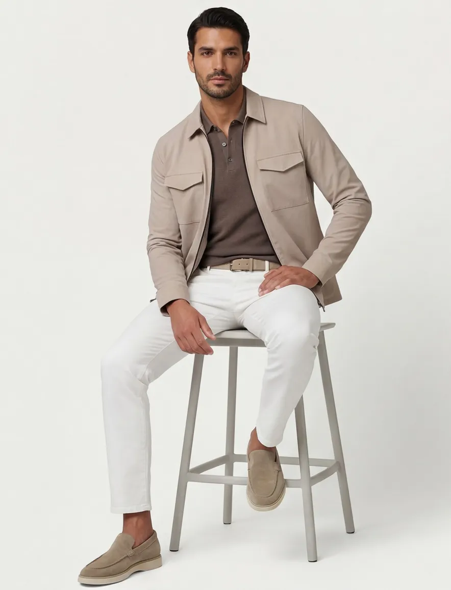 Born With Appetite overshirt met rits beige nylon