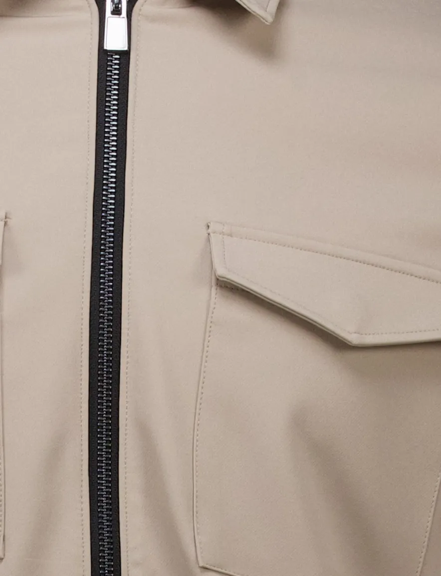 Born With Appetite overshirt met rits beige nylon