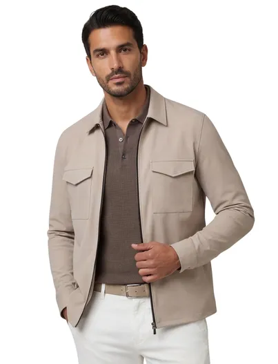 Born With Appetite Born With Appetite overshirt met rits beige nylon