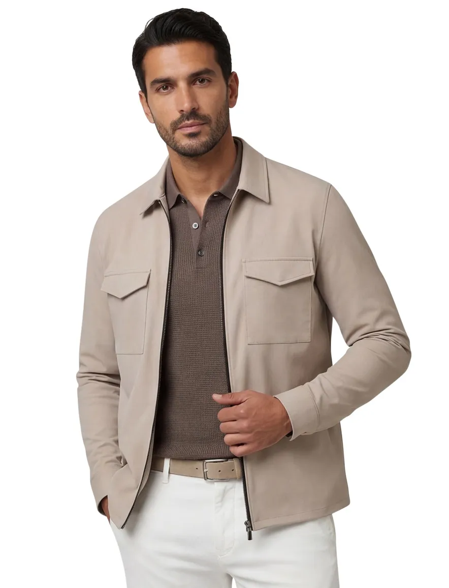 Born With Appetite overshirt met rits beige nylon