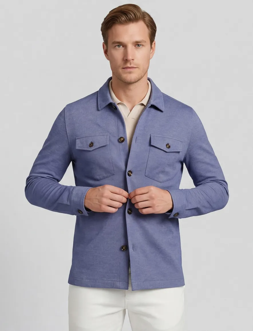 Born With Appetite Dustin shirtjacket blauw gemêleerd