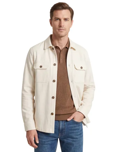 Born With Appetite Born with Appetite Owen shirtjacket creme dubbele borstzak