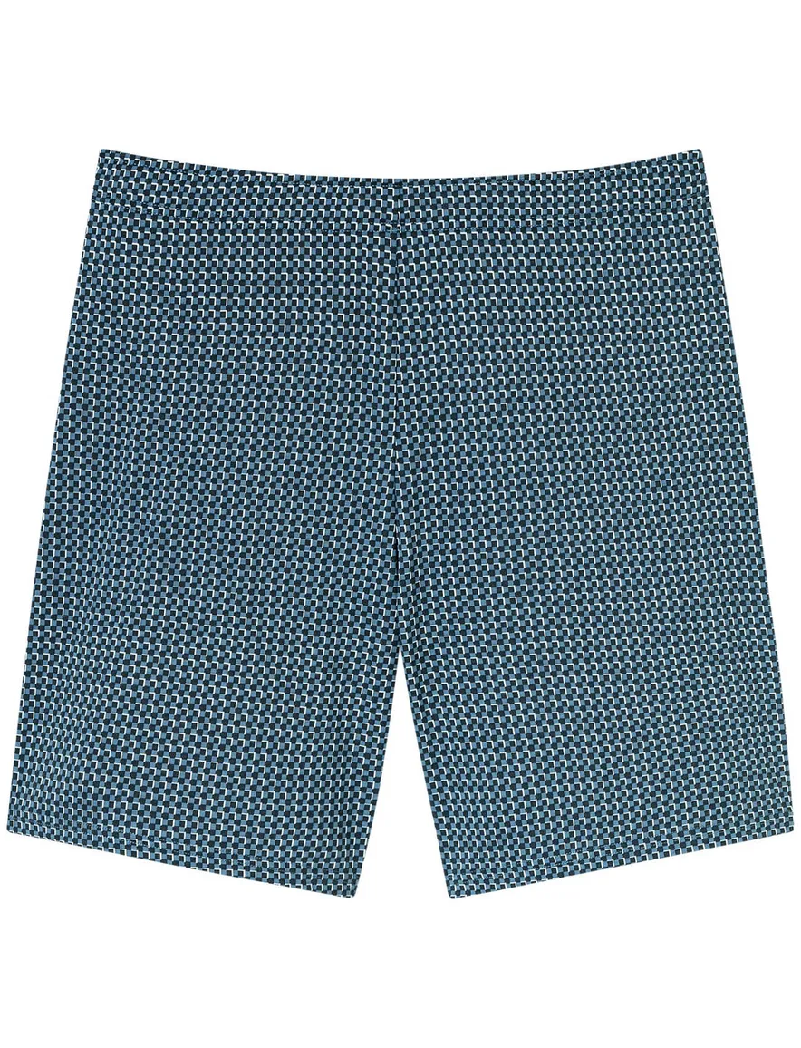 Schiesser single jersey shortama blauw comfort fit
