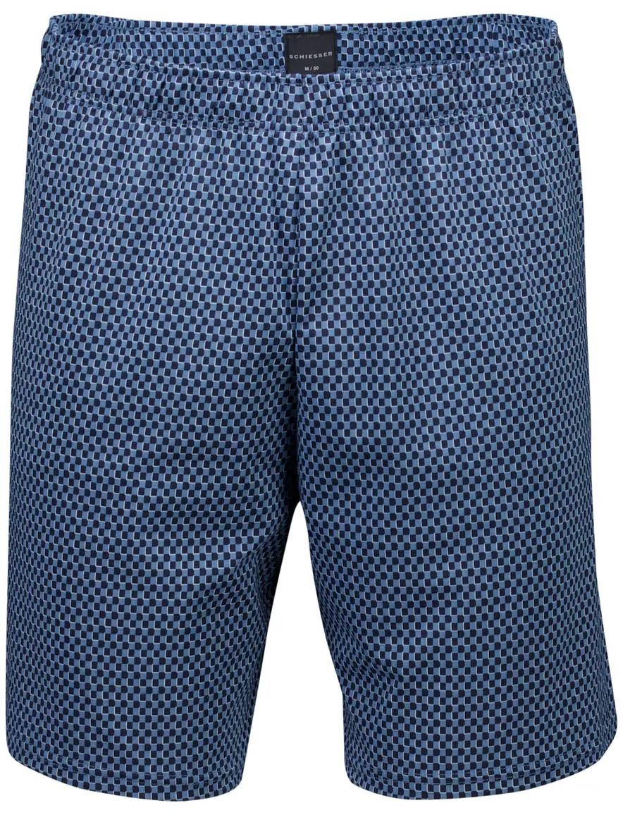 Schiesser single jersey shortama blauw comfort fit