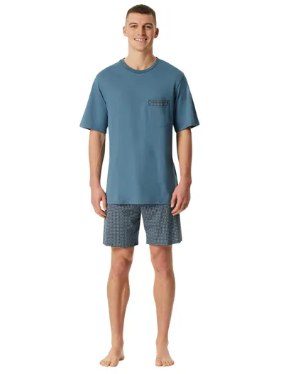 Schiesser Schiesser shortama blauw geprint