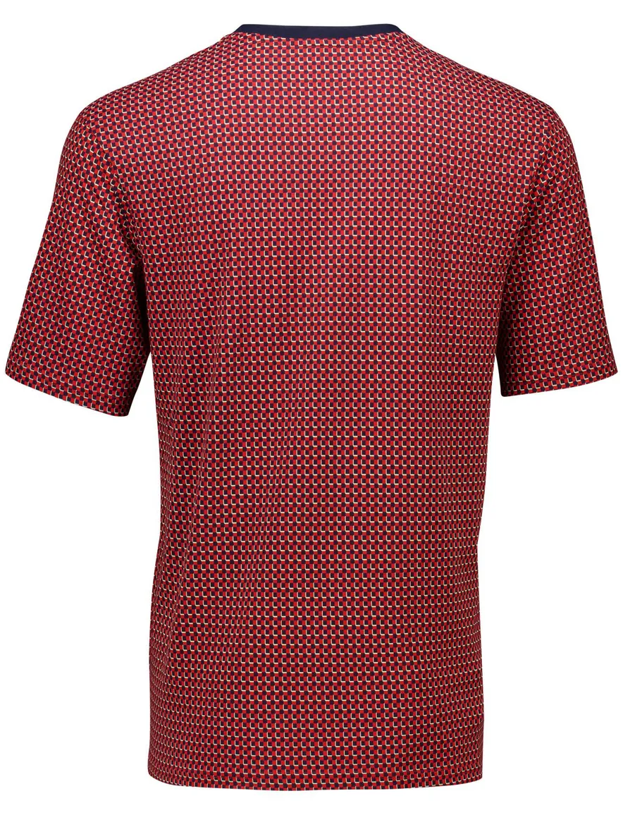 Schiesser shortama rood zwart comfort fit