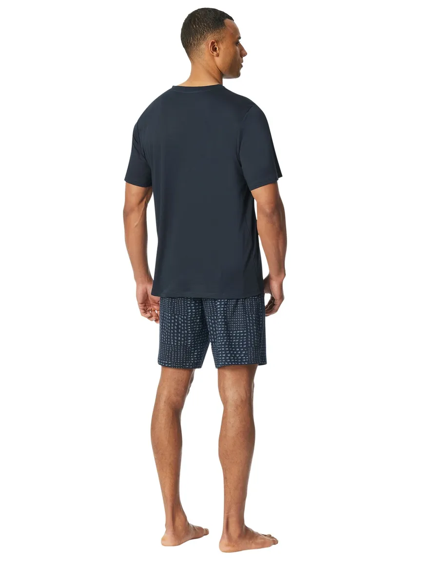 Schiesser single jersey pyjama short donkerblauw