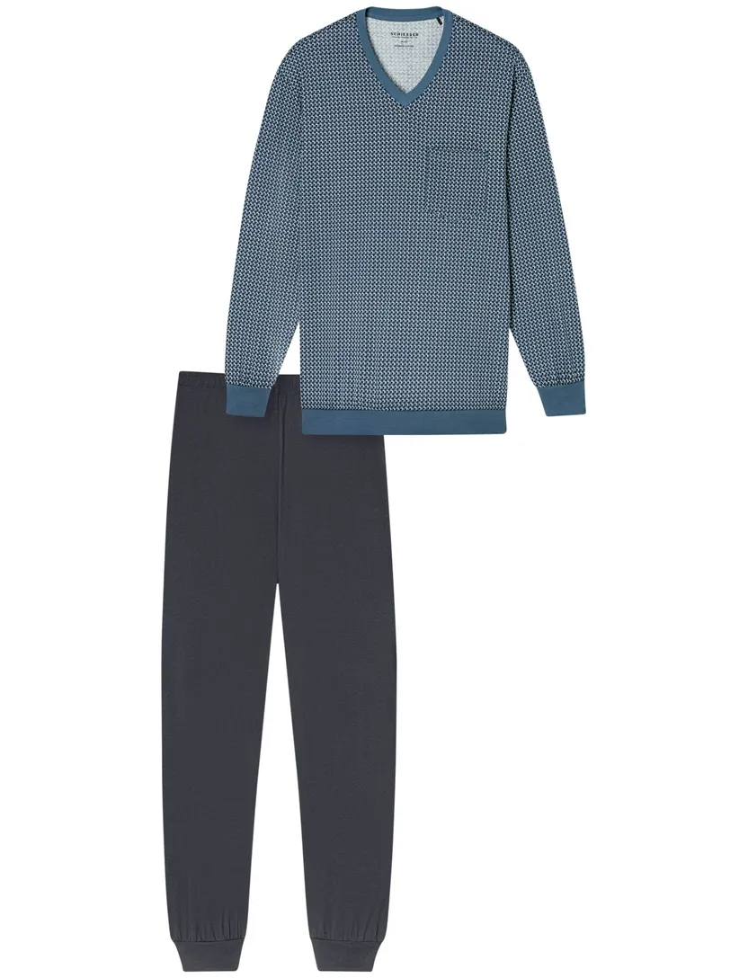 Schiesser pyjama blauw geprint