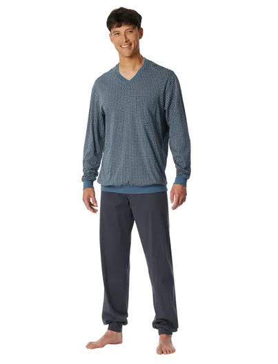 Schiesser Schiesser pyjama blauw katoen