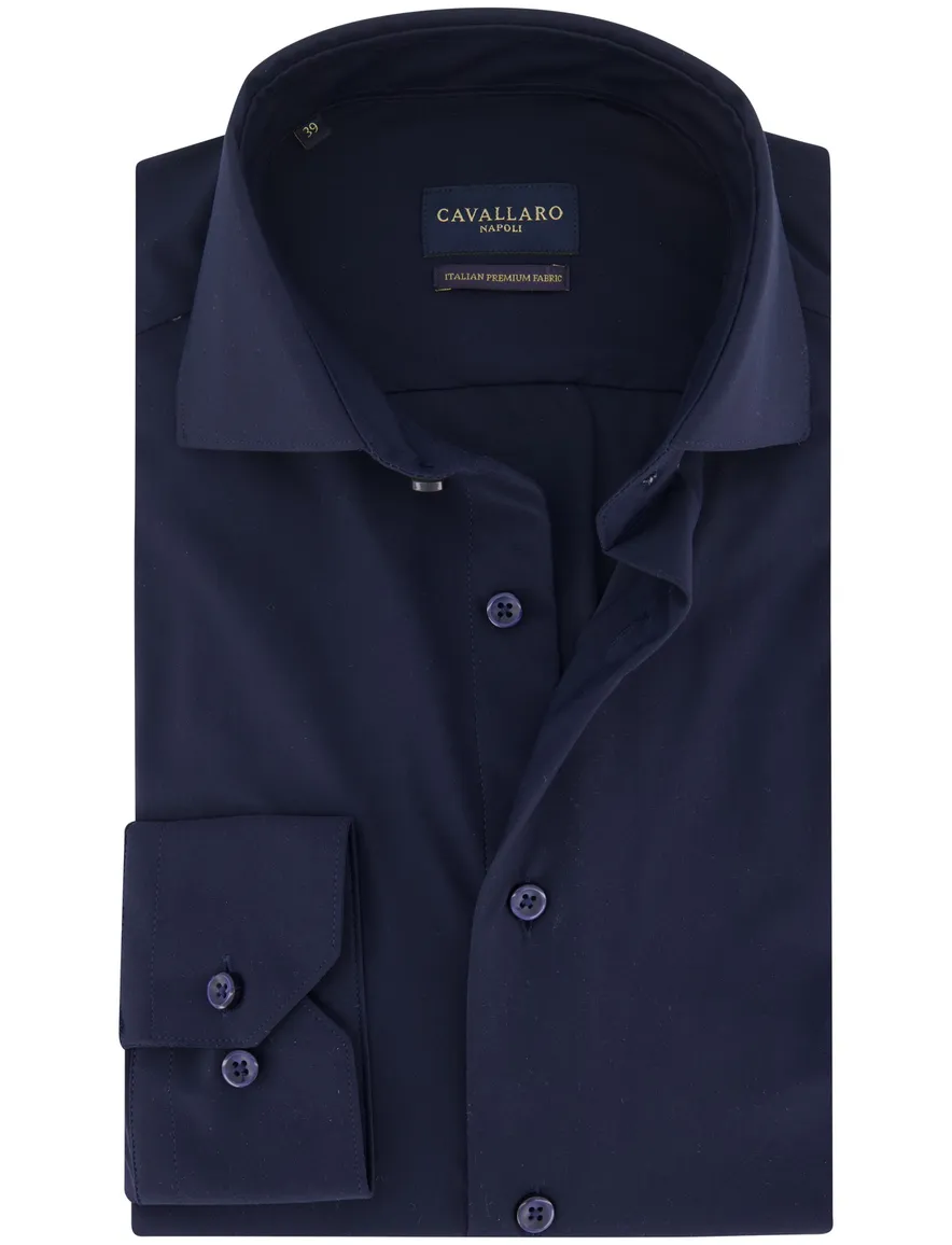 Cavallaro overhemd donkerblauw Tanisco effen