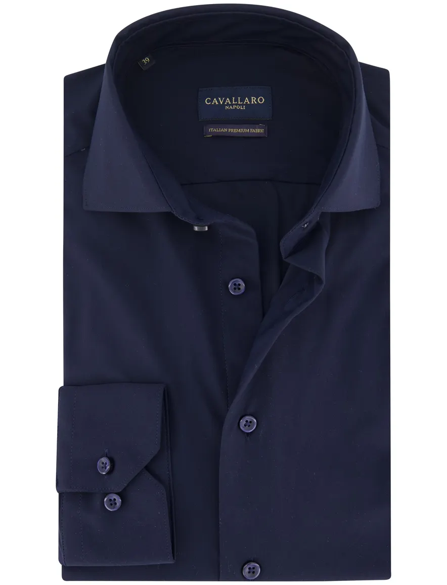 Cavallaro overhemd donkerblauw Tanisco effen
