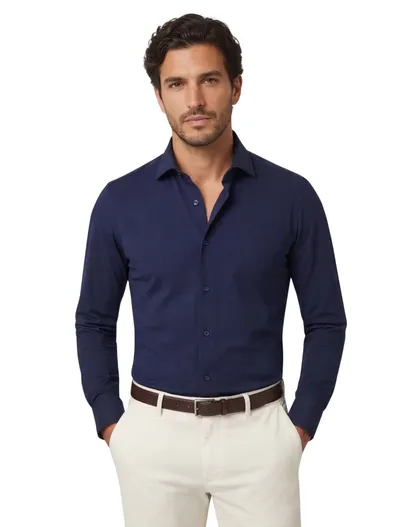Cavallaro Cavallaro Napoli Tanisco overhemd donkerblauw effen