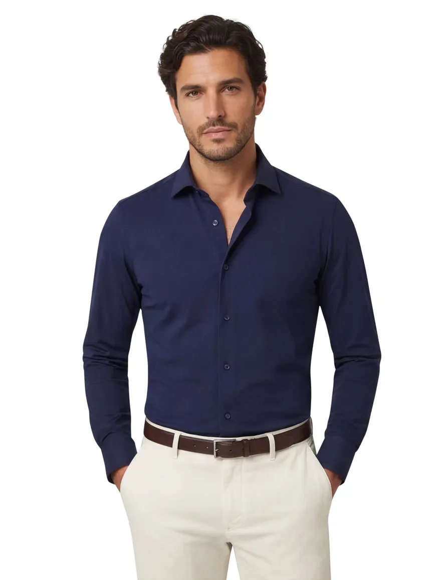 Cavallaro overhemd donkerblauw Tanisco effen