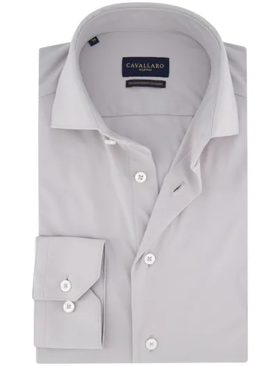 Cavallaro Cavallaro Napoli overhemd grijs Tanisco effen stretch
