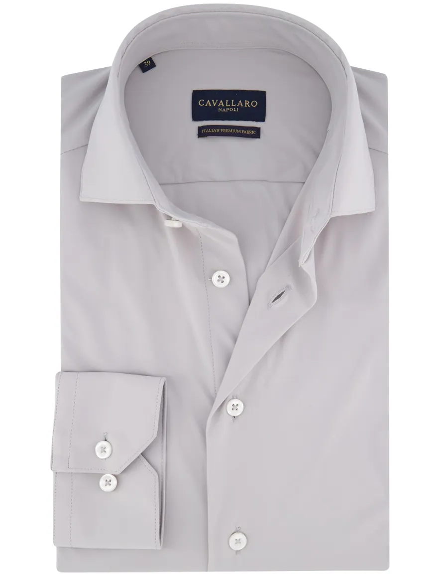 Cavallaro overhemd grijs Tanisco effen stretch