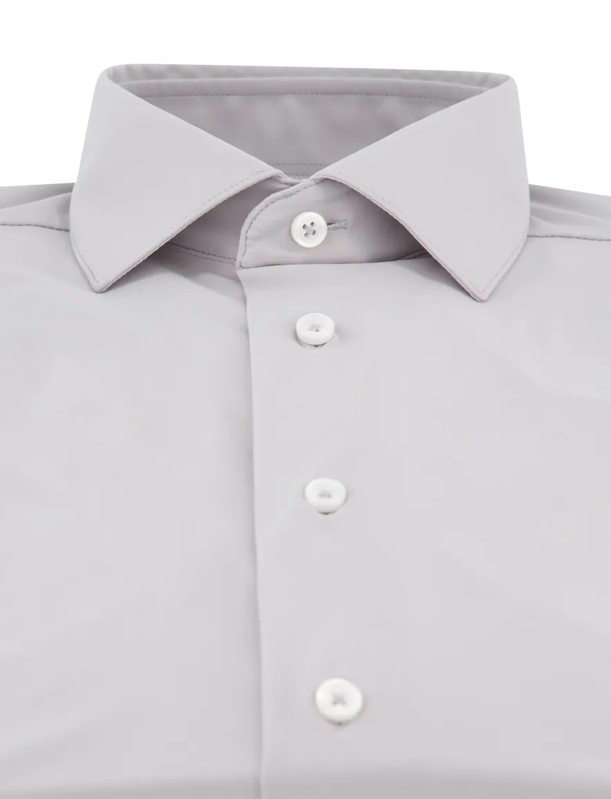Cavallaro overhemd grijs Tanisco effen stretch