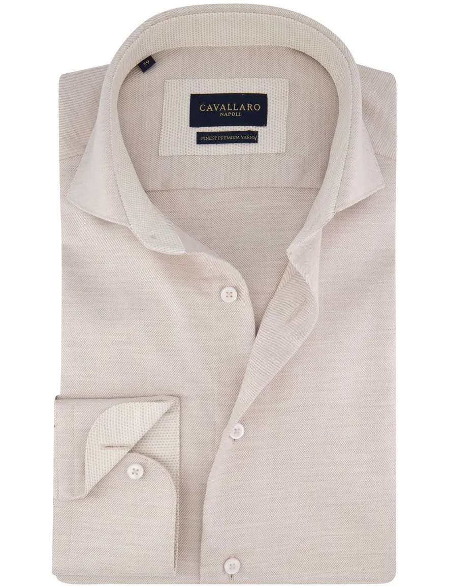 Cavallaro Felicio overhemd beige gebreid