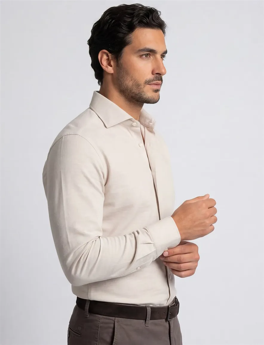 Cavallaro Felicio overhemd beige gebreid