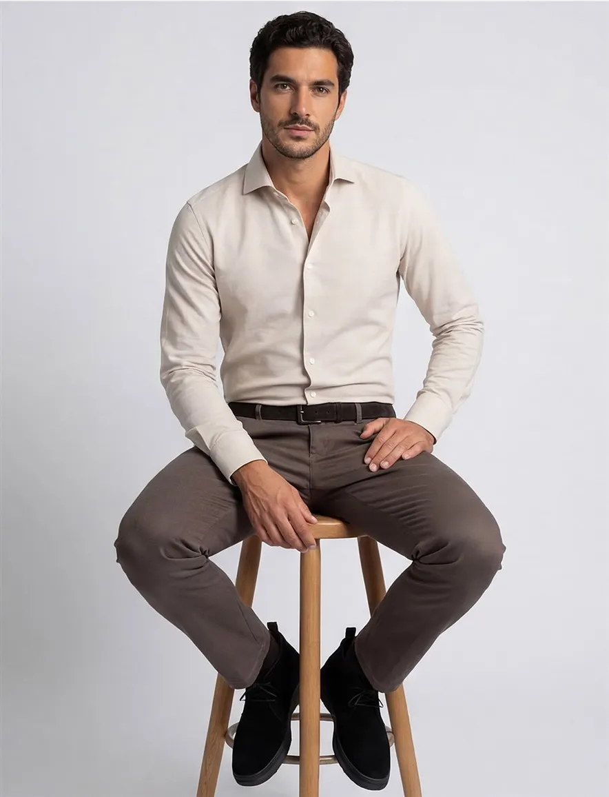 Cavallaro business overhemd beige