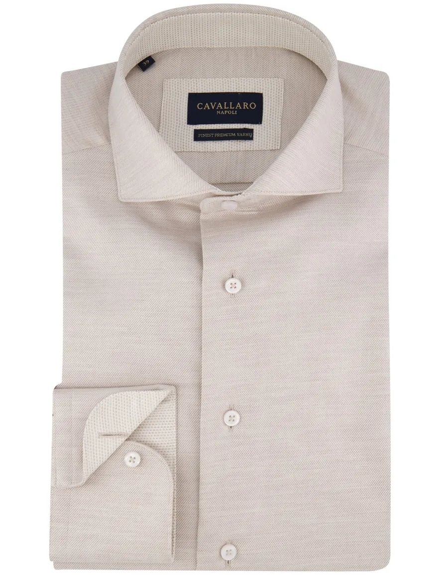 Cavallaro Felicio overhemd beige gebreid