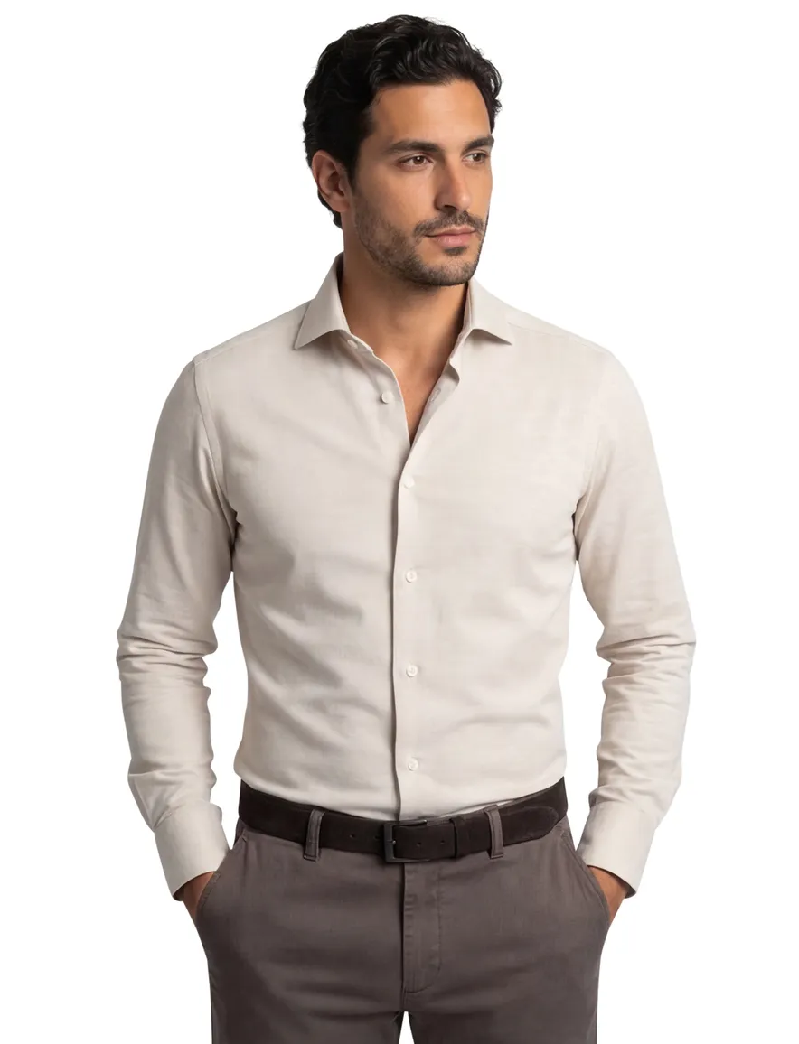 Cavallaro Felicio overhemd beige gebreid