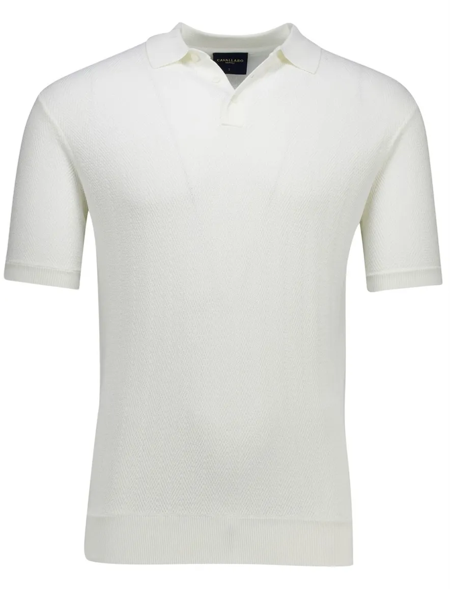 Cavallaro Napoli Miro polo gebreid wit regular fit
