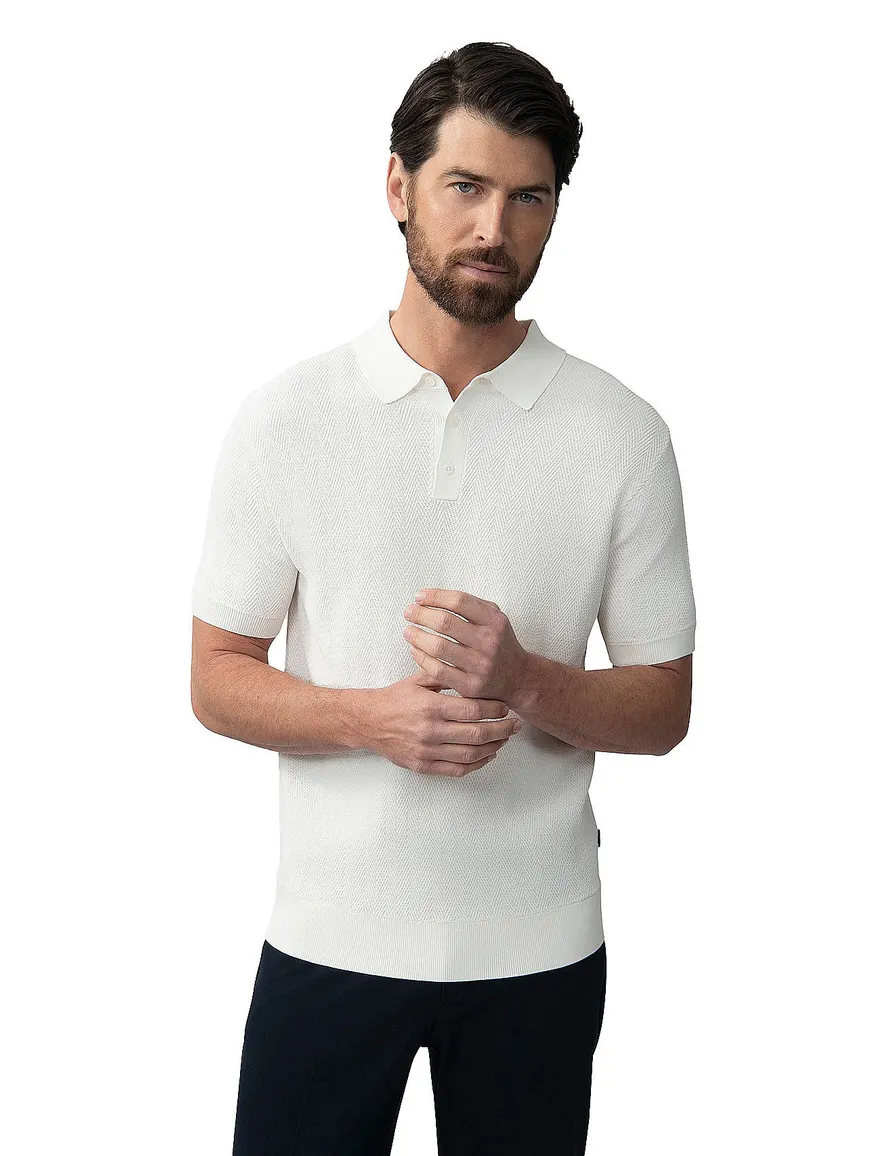 Cavallaro Napoli Miro polo gebreid wit regular fit